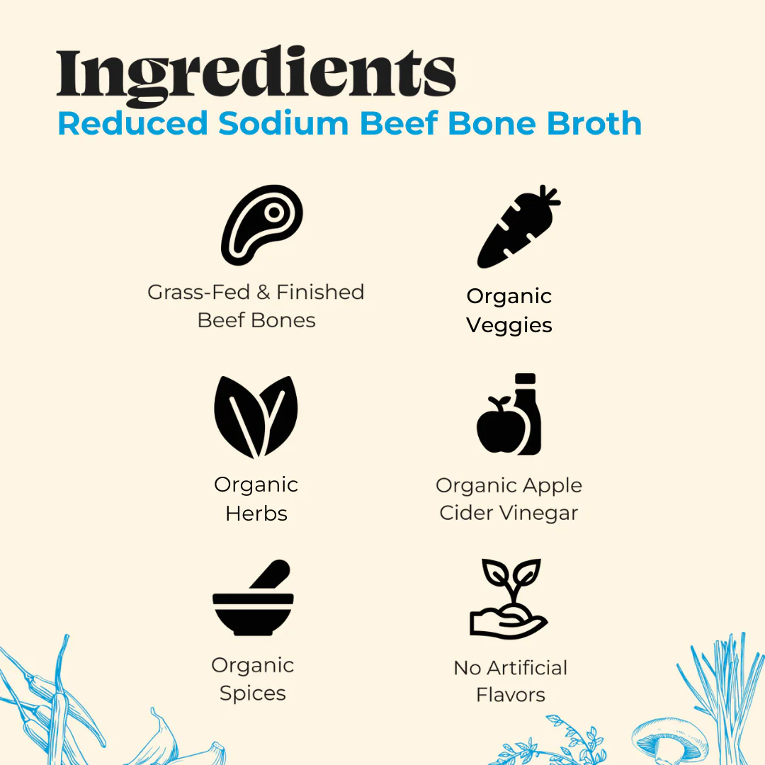 6 Pack: Reduced Sodium Beef Bone Broth - Image 3