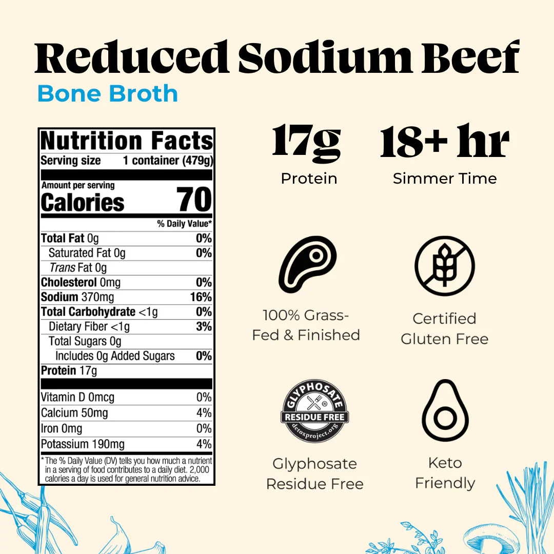 Reduced Sodium Beef Bone Broth - 16.9 oz - Image 2