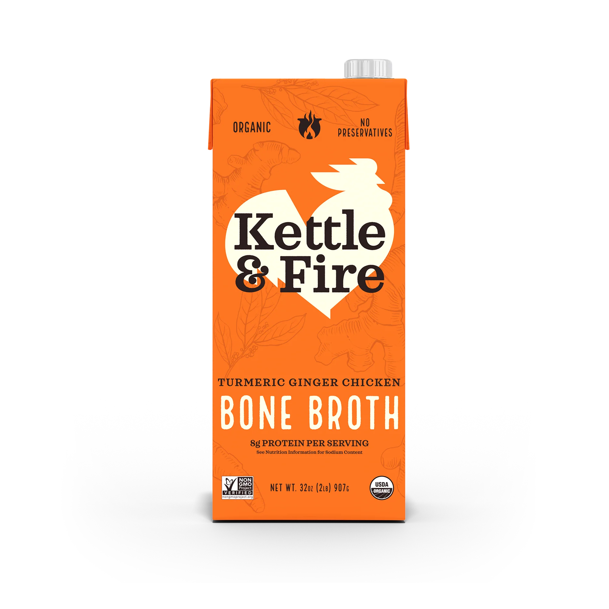 4 Pack: Turmeric Ginger Chicken Bone Broth - 32 oz - Image 2